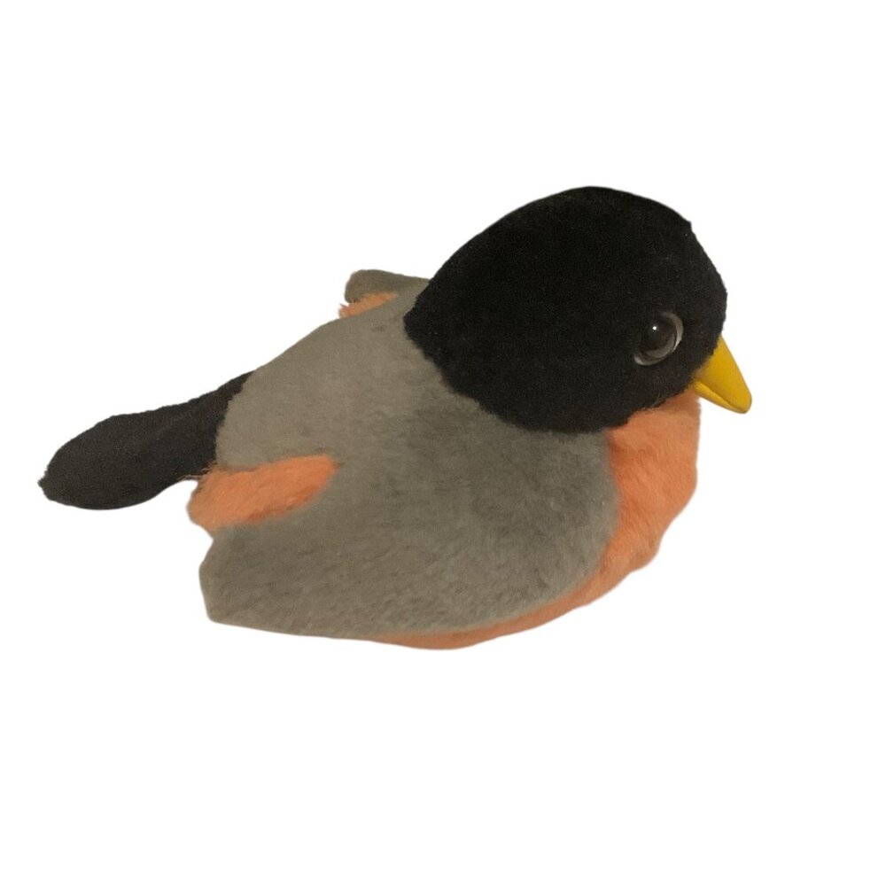 K&M International‎ Plush Robin Bird Stuffed Toy 6.5" Gray & Orange Works